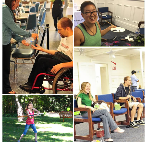 4 images of people at the cf adult retreat