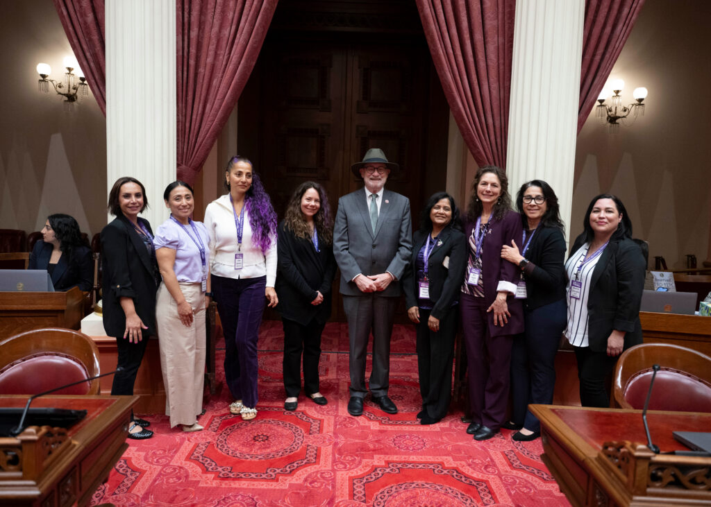 Laird_Guests093 05-04-26 8 women and CA State Senator John Laird on the CA State Senate Floor
